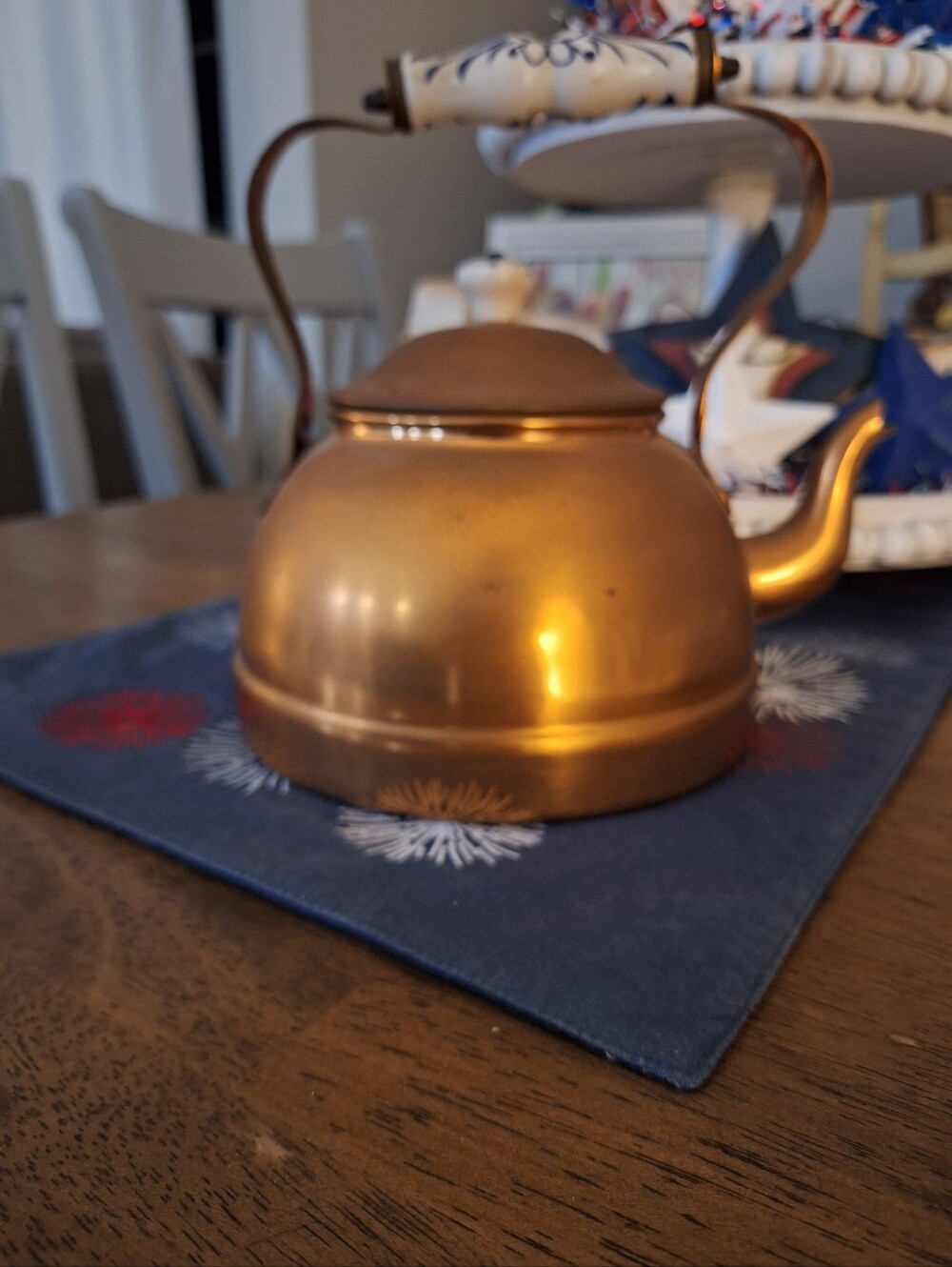 ODI MADE IN PORTUGAL Copper Finish Stovetop Tea Kettle with Curved Spout